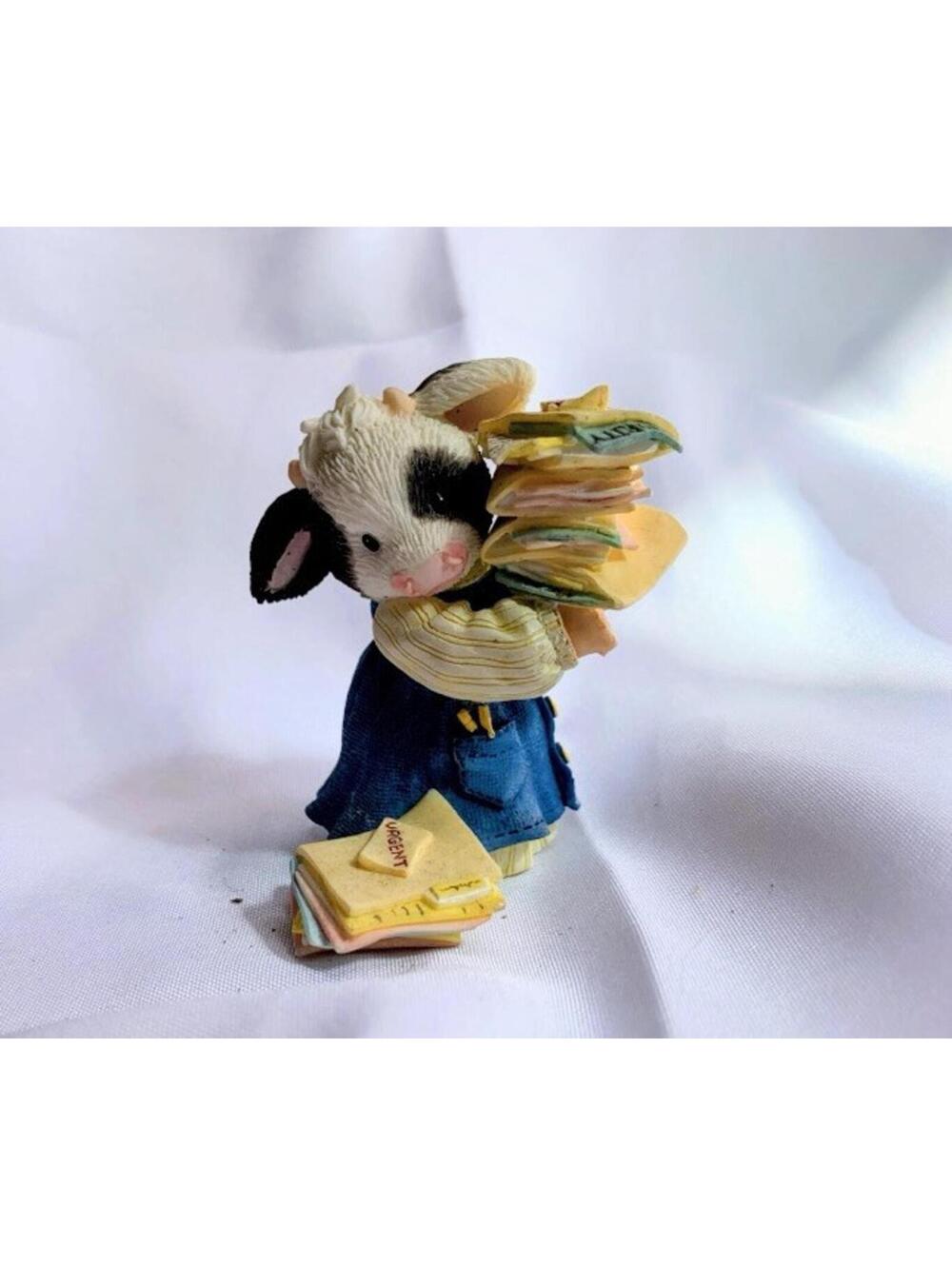 Vintage 1998 Mary’s Moo Moos Udderly Busy Figurine Cow Figure Secretary Office